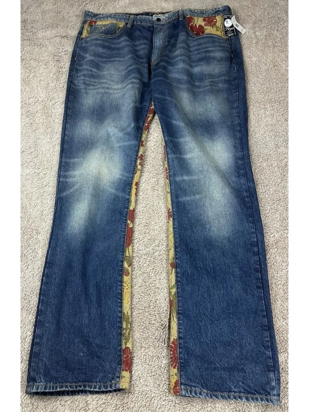 PRPS Deer Valley Tapestry Jeans Men’s 42 Barracuda Relaxed Fit NWT Indigo